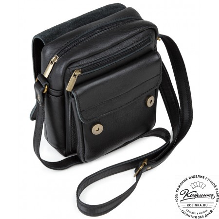 Кожаная сумка через плечо "Шерлок" (черная)